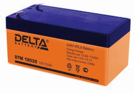 AGM аккумулятор 3.2 Ач, 12 В, AGM, Delta DTM 12032