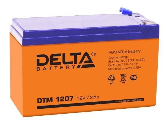 AGM аккумулятор 7.2 Ач, 12 В, AGM, Delta DTM 1207