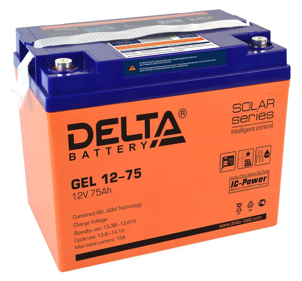 Delta GEL 12-75 — гелевая аккумуляторная батарея 75 ач