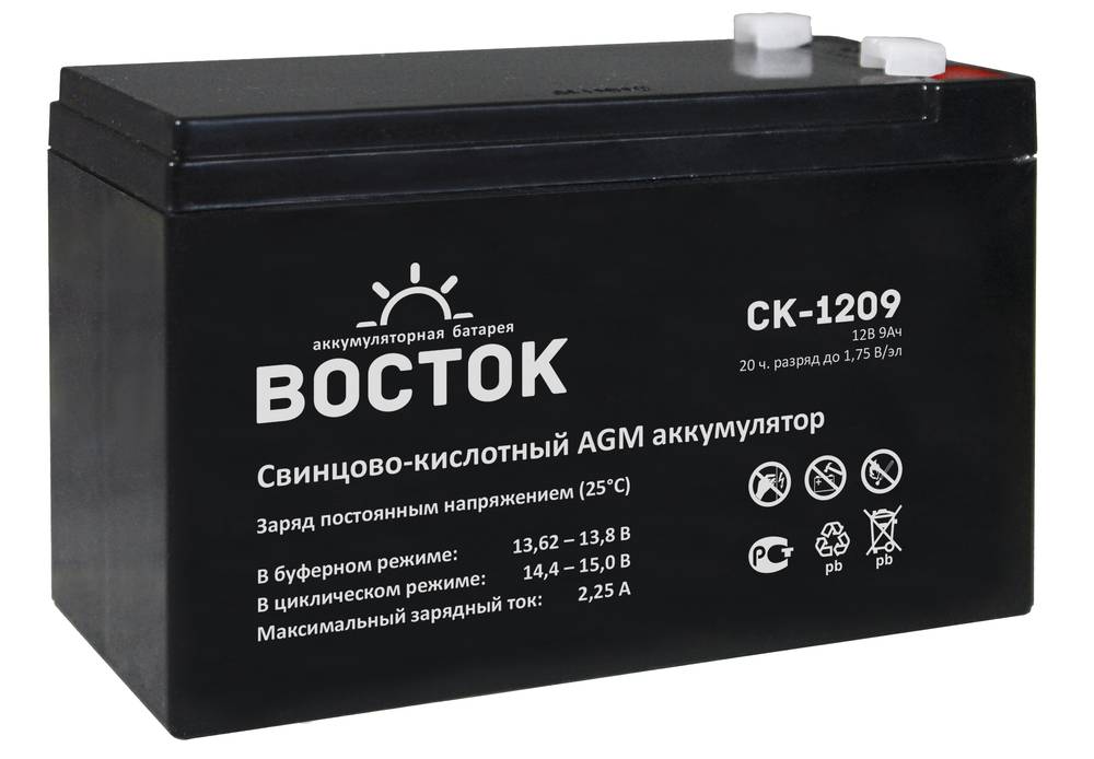 СК-1209: аккумуляторная батарея AGM 9 Ач, 12 В