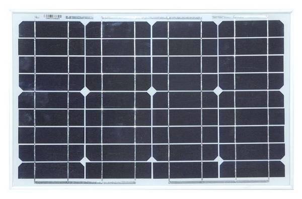 Монокристаллическая солнечная батарея 20 Ватт, 12 Вольт, модель CHN20-36M
