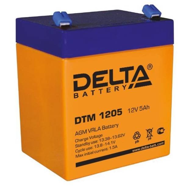 AGM аккумулятор 5 Ач, 12 В, AGM, Delta DTM 1205