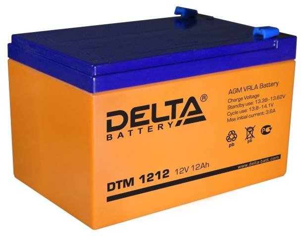 AGM аккумулятор 12 Ач, 12 В, AGM, Delta DTM 1212