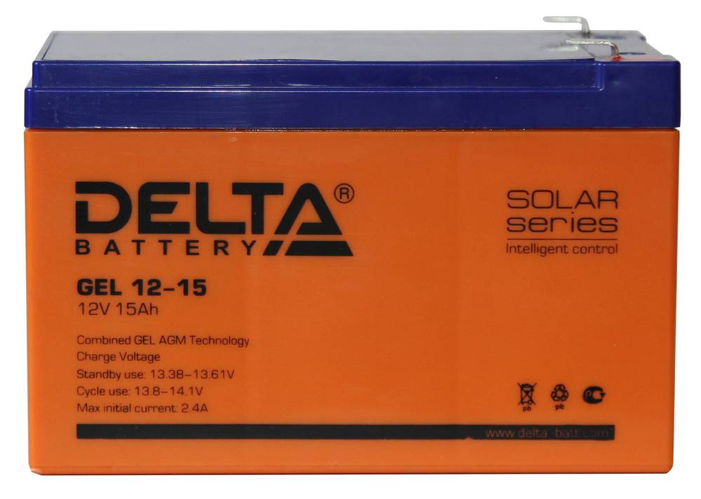 Гелевая аккумуляторная батарея GEL 12-15, 15 Ач, производства Delta