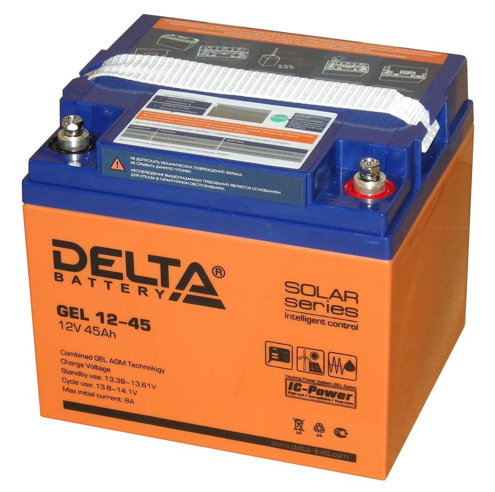 Delta GEL 12-45 — гелевая аккумуляторная батарея 45 ач