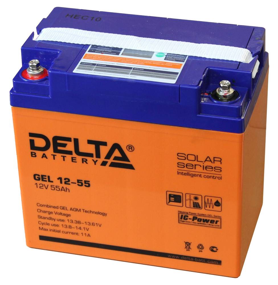 Delta GEL 12-55 — гелевая аккумуляторная батарея 55 ач