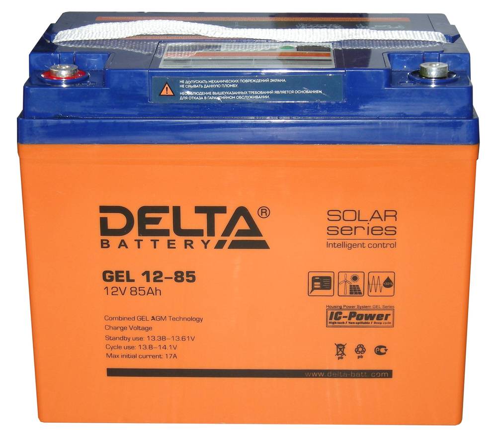 Гелевая аккумуляторная батарея GEL 12-85, 85 Ач, производства Delta