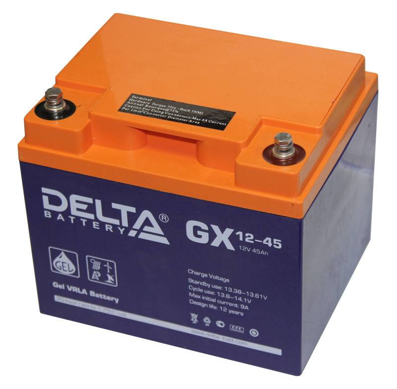 Delta GX 12-45 ⇒ гелевый аккумулятор Delta 45 А*ч, 12 Вольт (цену уточняйте по телефону)