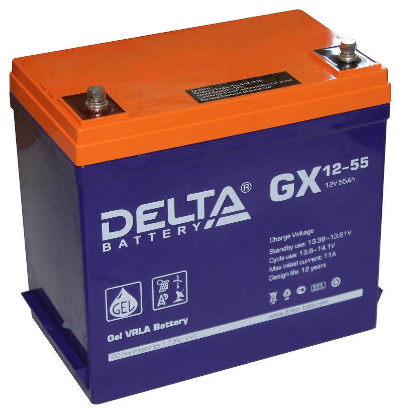 Delta GX 12-55: аккумуляторная батарея 55 Ач, 12 В, гелевая