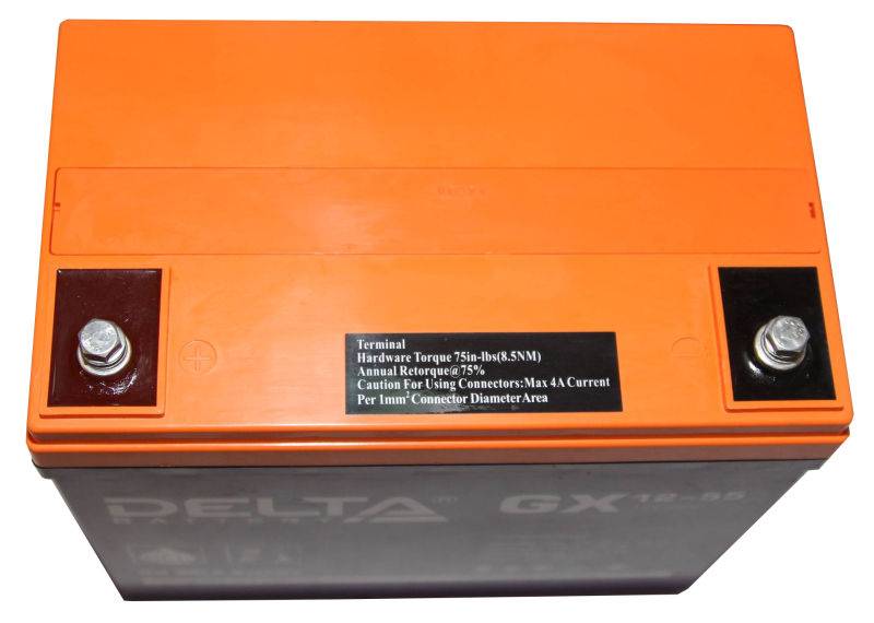Гелевый аккумулятор Delta GX 12-55, вид сверху