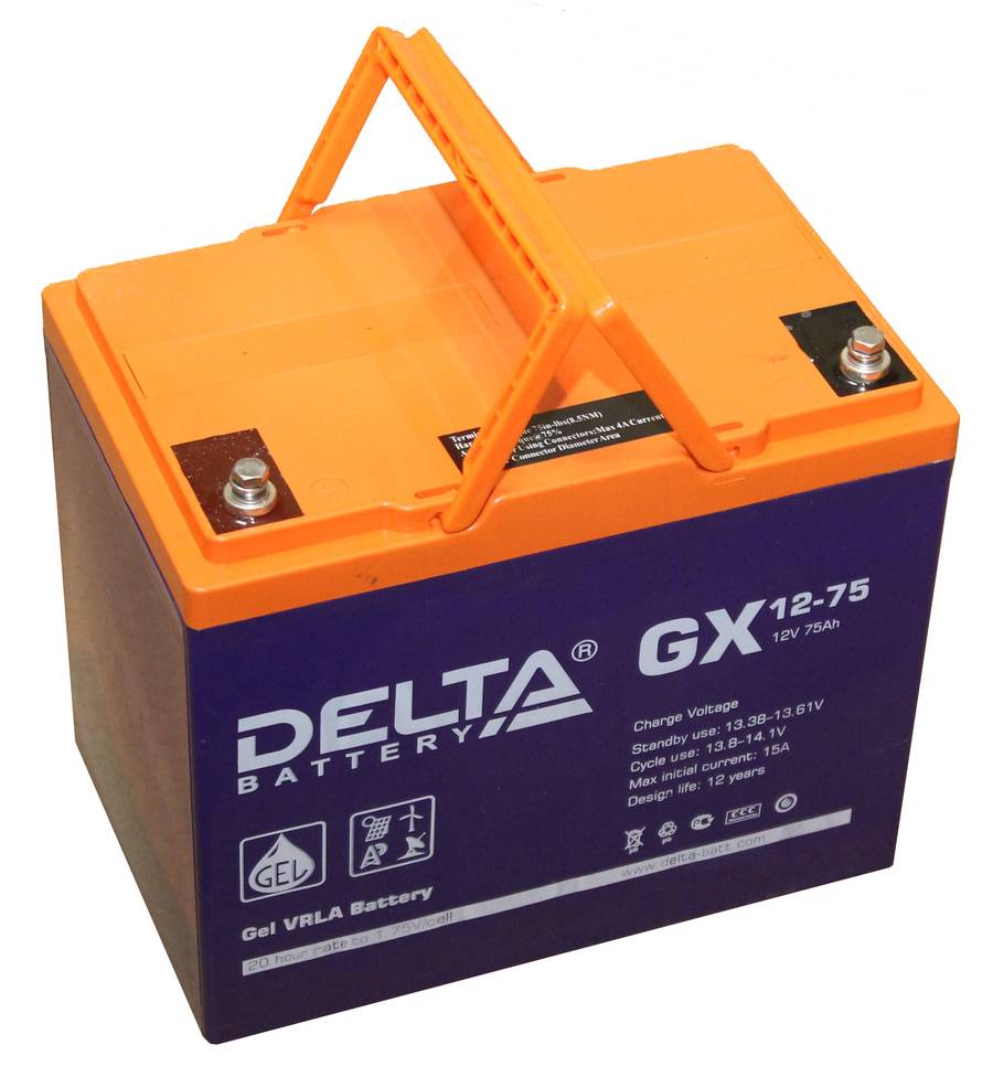 Delta GX 12-75: гелевый аккумулятор 75 Ач, 12 Вольт