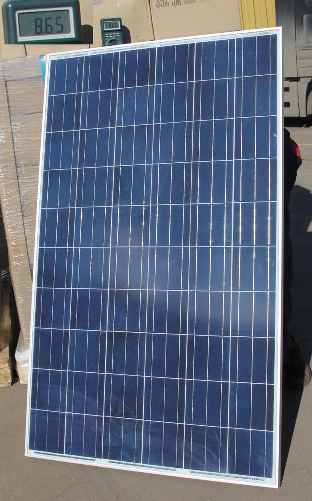 Солнечная батарея 240 Вт и амперметр, показывающий ток КЗ 8,65 А